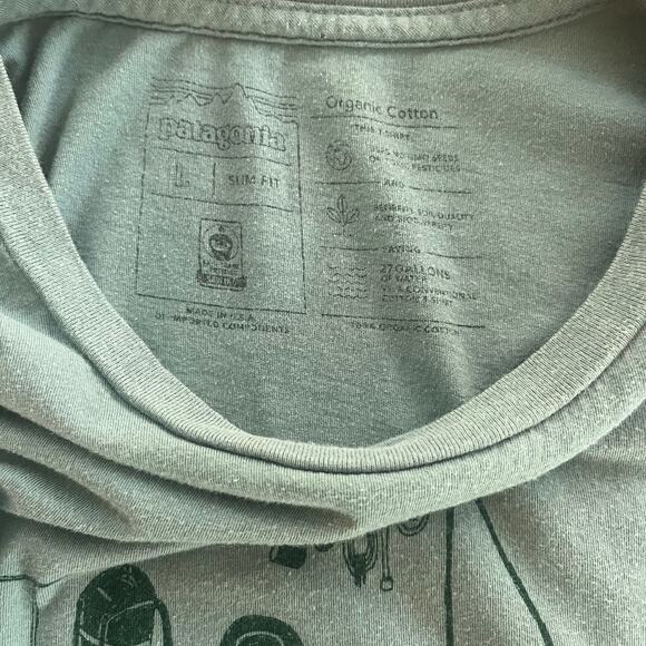 Patagonia Portaledge Concert Organic Short Sleeve Blue Green T-Shirt-Slim Large - Picture 5 of 5